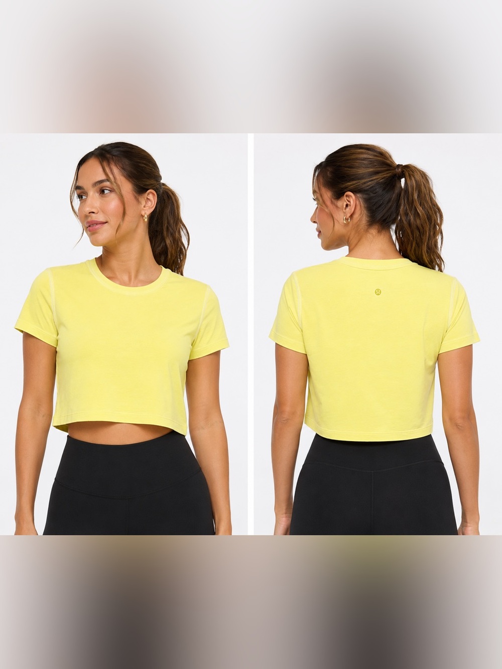 lululemon athletica Neon Yellow Cropped Tee